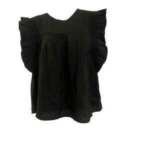 English Factory Ruffle Detail Top Black Womens Size Small NWT